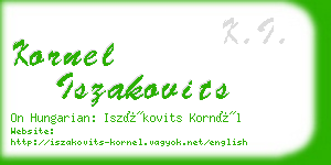 kornel iszakovits business card